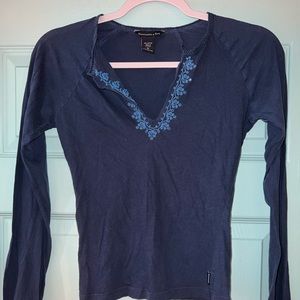 Abercrombie & Fitch Medium Navy Long Sleeve Top